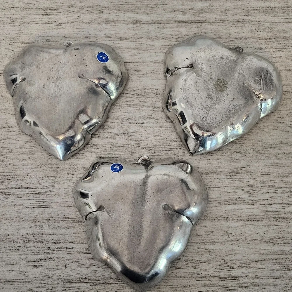(X3) Leaf Design Trays Antique Silver Plated Decor Trinket Coin‎ Ring